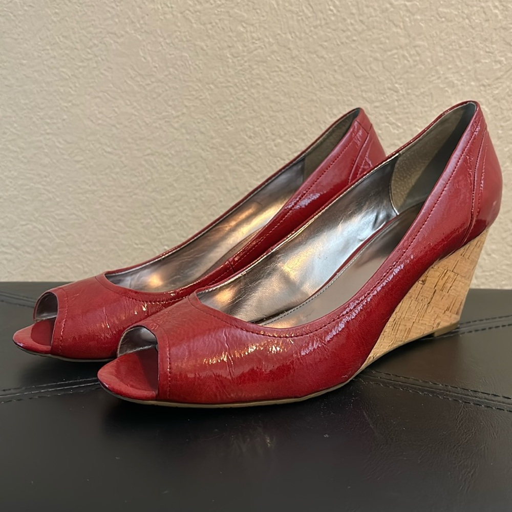 Alfani patent red peep toe heel. Size 11.